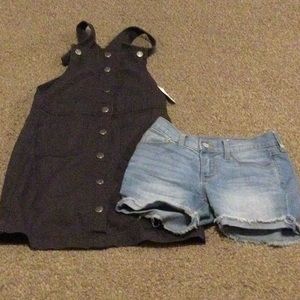 Old Navy overall skirt(10), shorts (12 slim). New!